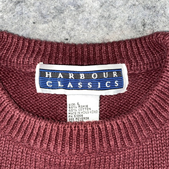 Vtg Harbour Classics Men's L Burgundy Golf Crew Neck Pull Over Grandpa Sweater - Picture 5 of 7